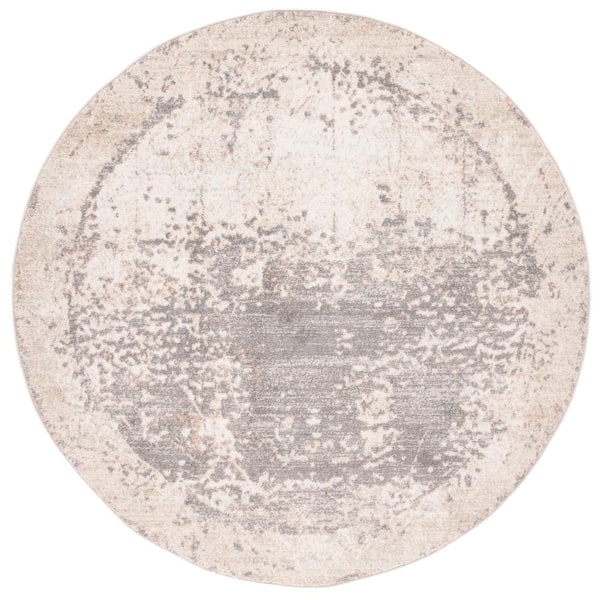 SAFAVIEH Amsterdam Beige/Gray 7 ft. x 7 ft. Distressed Round Area Rug