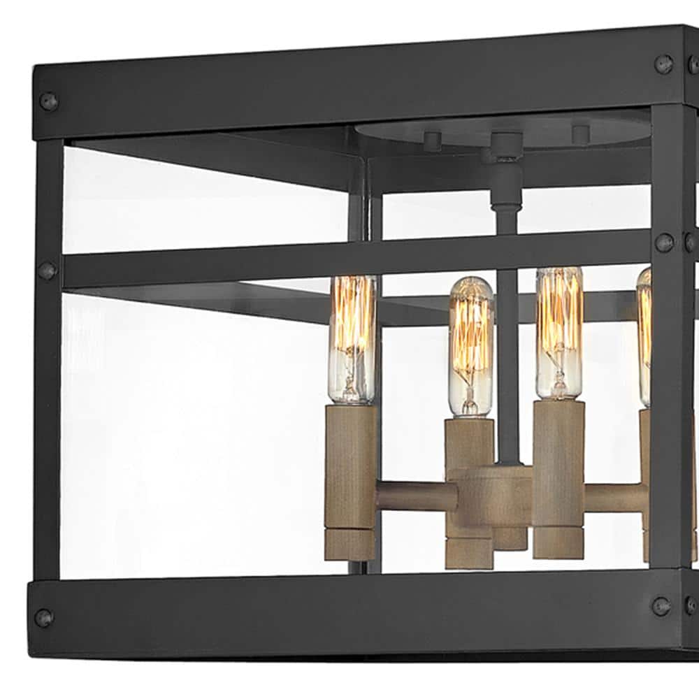 Porter Transitional 4-Light Black and Burnished Bronze Outdoor Flush Mount