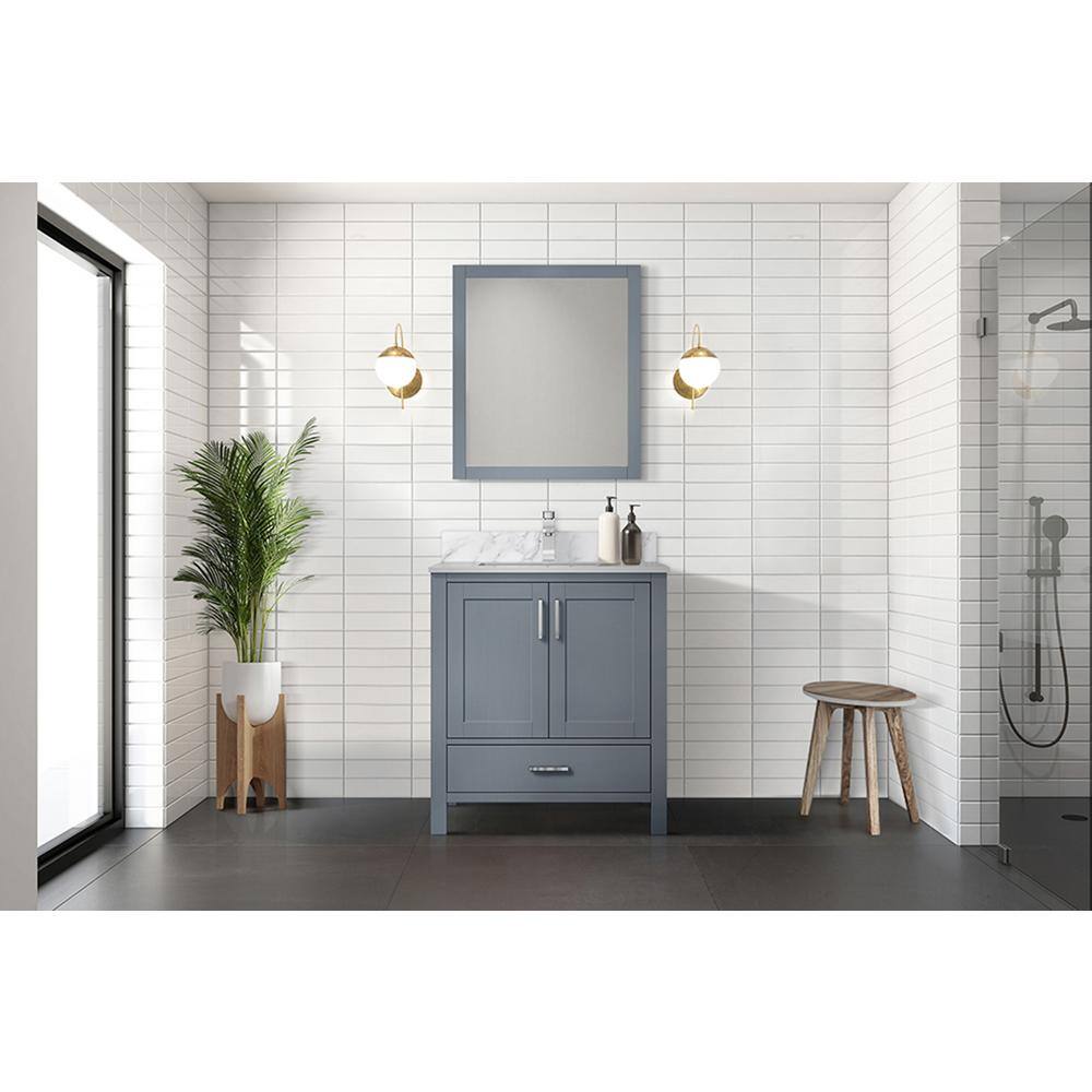 Jacques 30" Dark Grey Single Vanity with White Carrara Marble Top