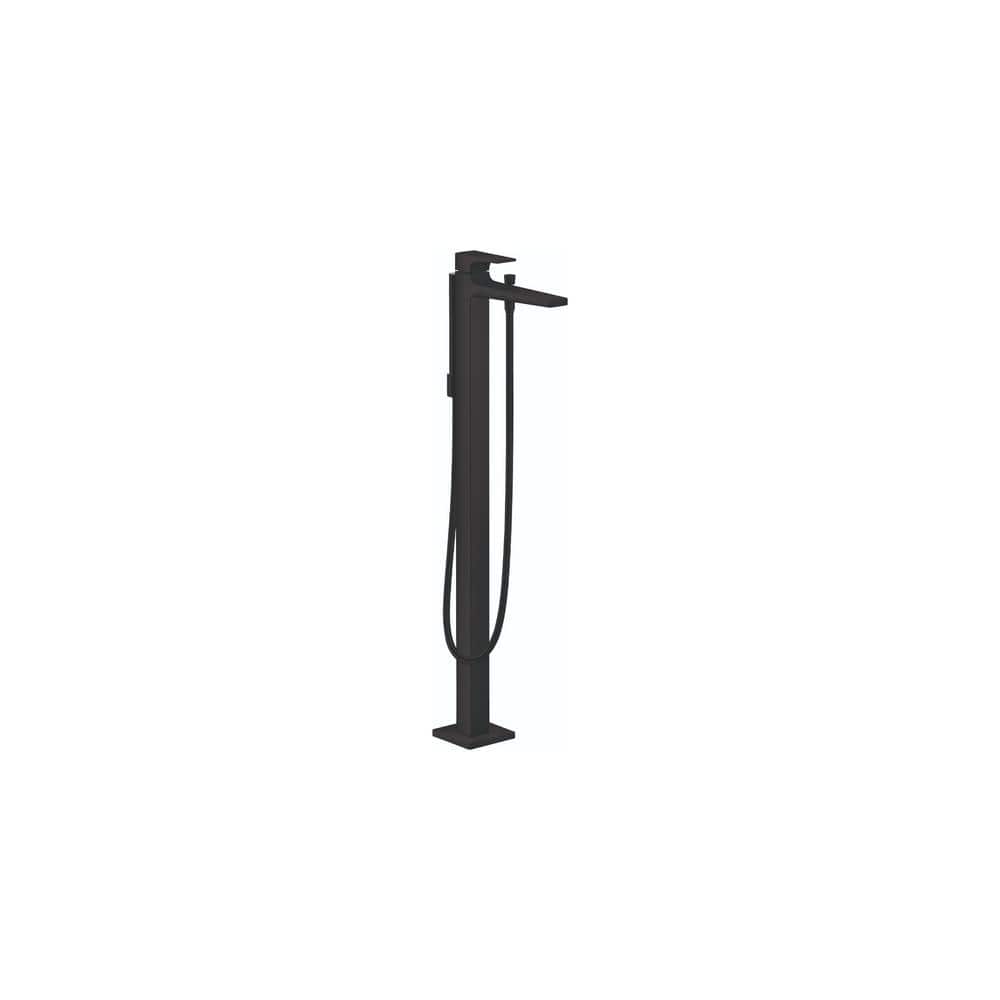 Matte Black Brass Freestanding Tub Filler with Handshower