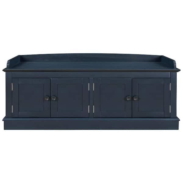 Utopia 4niture Makena 4-Door Shoe Storage Bench with Removable Cushion (Antique Navy)