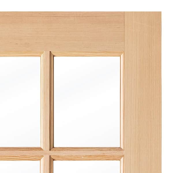 DIY 36 in. x 80 in. Hemlock Left-Hand 9-Lite Clear Glass Unfinished Wood Front Door Kit w/ Quick Assemble Jamb