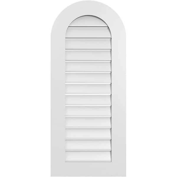 Ekena Millwork 18 in. x 42 in. Round Top White PVC Paintable Gable Louver Vent Functional