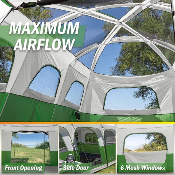Wakeman Outdoors 12 Man Large Camping Tent, Green 75-CMP1202 - The Home  Depot