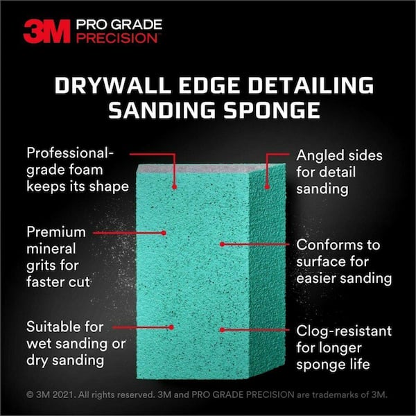 2.5 in. x 4.5 in. x 1 in. 120 Fine Grit Pro Grade Angled Drywall Sanding Sponge