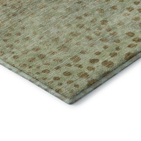 Mayfield Premium Machine Washable Abstract AMF1074 Aloe 2 ft. 3 in. x 7 ft. 6 in. Runner Rug