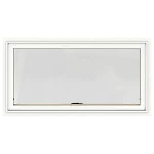 48 in. x 20 in. W-2500 Series White Painted Clad Wood Awning Window w/ Natural Interior and Screen