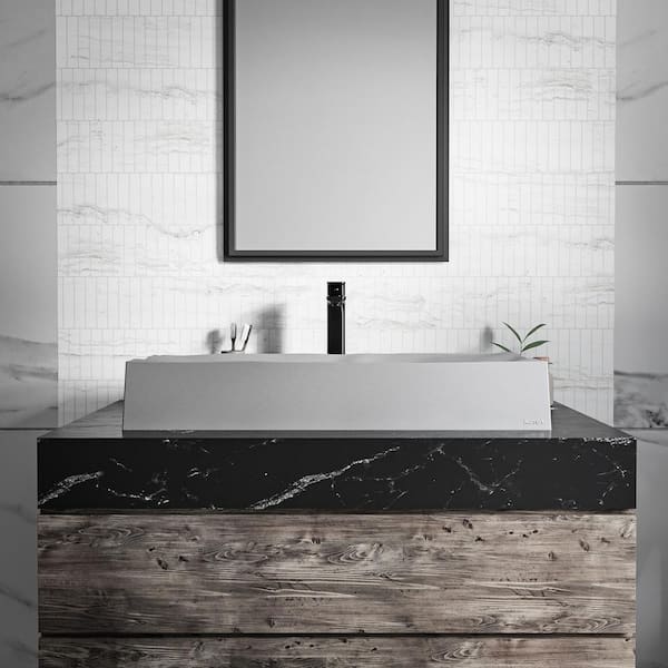 Karran Mirage 32 in. Quartz Rectangular Vessel Sink in Grey