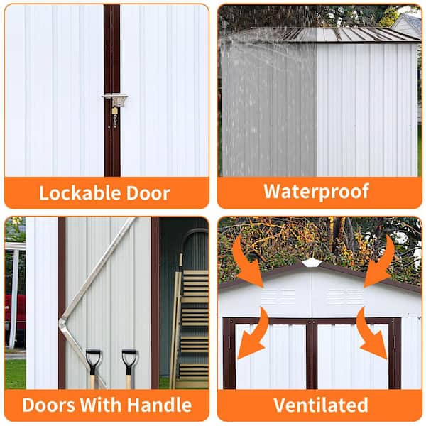 6 ft. W x 8 ft. D Metal Storage Shed with Vents for Garden and Backyard (40 sq. ft. )