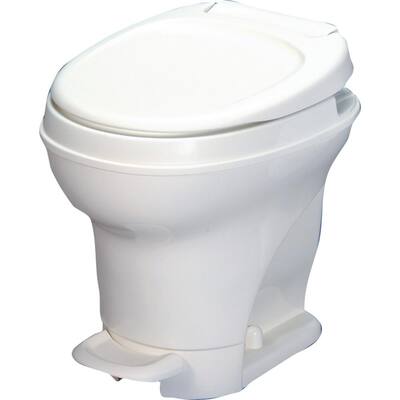 Aqua-Magic V RV High Permanent Toilet Foot Pedal Flush with Sprayer - White