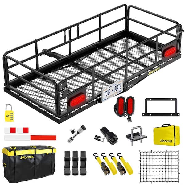 60 in. x 24 in. x 14 in. High Rail Hitch Cargo Carrier with Rear Lights, 30 cu. ft. Cargo Bag, Net and Straps