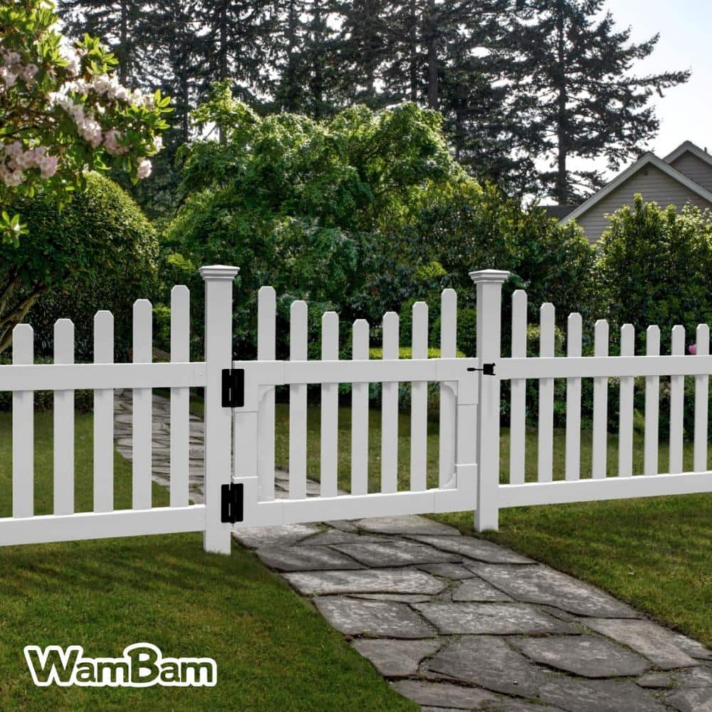 3ft H x 3.5ft W White Vinyl Picket Yard Gate with Hardware