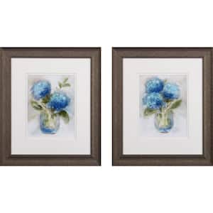 18 X 16 in. Blue Hydrangea Watercolor Wooden Wall Art (Set of 2)