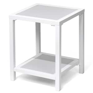 White Square Aluminum Outdoor Side Table with Double Layer