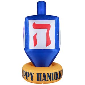 Giant Hanukkah Inflatable Dreidel - Yard Decor with Built-In Bulbs, Tie-Down Points and Powerful Built-In Fan