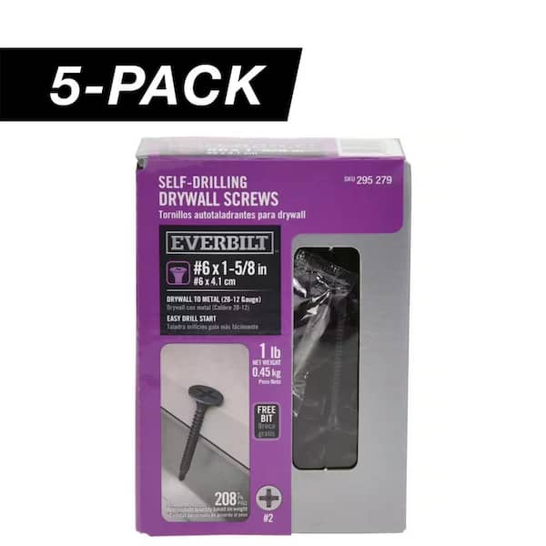 5-Pack #6 x 1-5/8 in. Phillips Bugle-Head Self-Drilling Drywall Screw (5 lb. / 1,040-Piece)