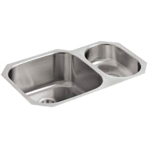 Undertone Undermount Stainless Steel 31 in. Double Bowl Kitchen Sink