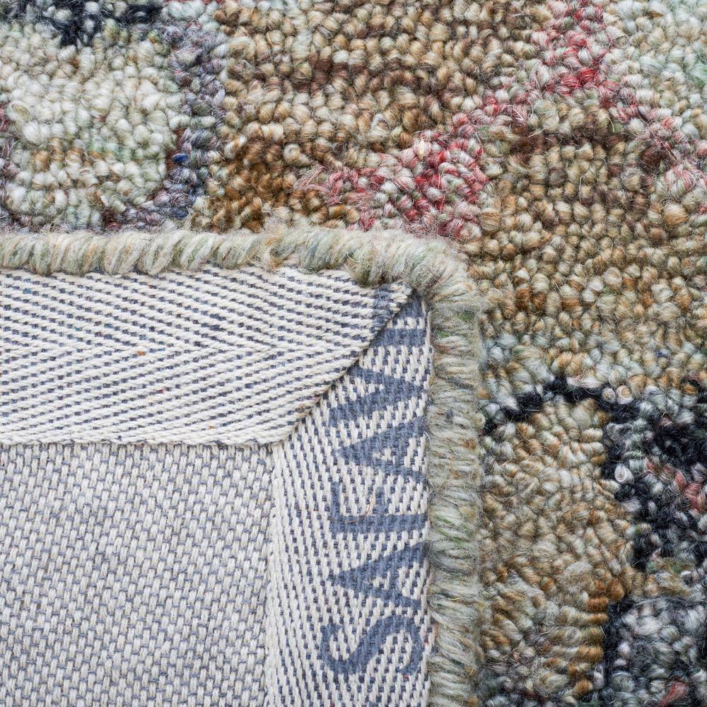 Handmade Sage and Beige Round Wool Area Rug with Cotton Backing