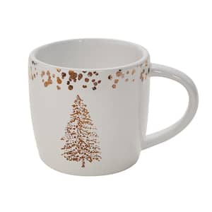 Golden Christmas 10 oz. White Ceramic Mug (Set of 4)
