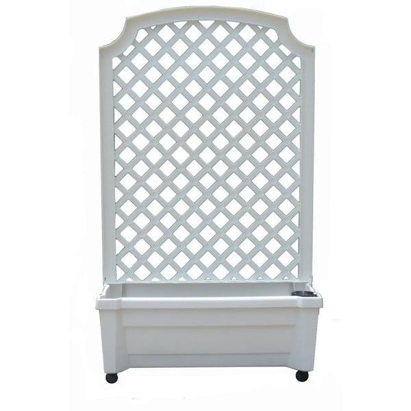 Image of White plastic garden box with water reservoir