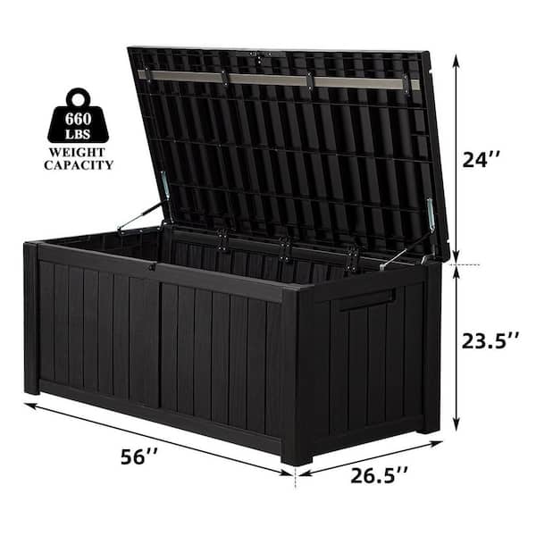 Tozey 120 gal. Outdoor Storage Box Plastic Resin Deck Box, Black