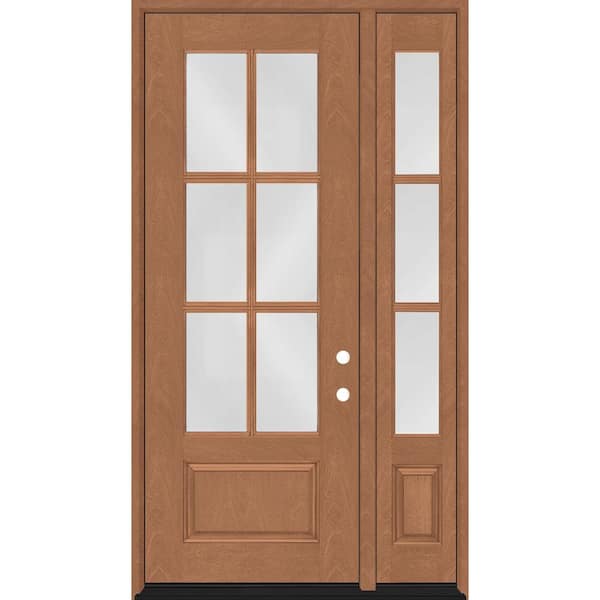 Steves & Sons Regency 51 in. x 96 in. 3/4-6 Lite Clear Glass LH AutumnWheat Stain Mahogany Fiberglass Prehung Front Door w/12in.SL