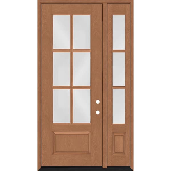 Steves & Sons Regency 53 in. x 96 in. 3/4-6 Lite Clear Glass LH AutumnWheat Stain Mahogany Fiberglass Prehung Front Door w/14in.SL
