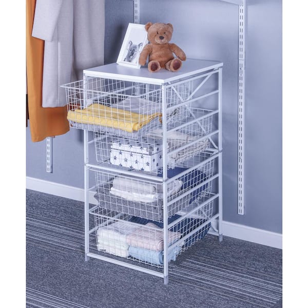 Everbilt 35.2 in. H x 17.1 in. W White Steel 4-Drawer Close Mesh