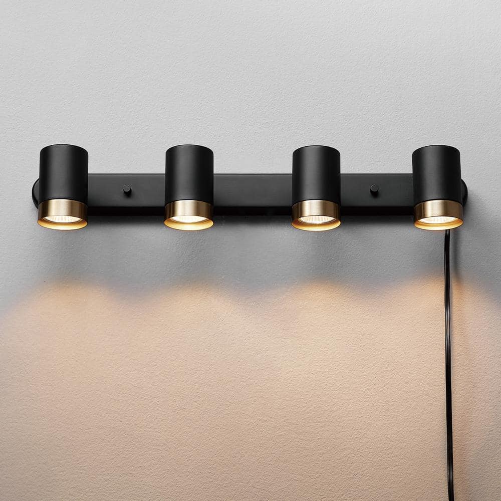 Matte Black 22'' 4-Light Plug-In Track Lighting Kit