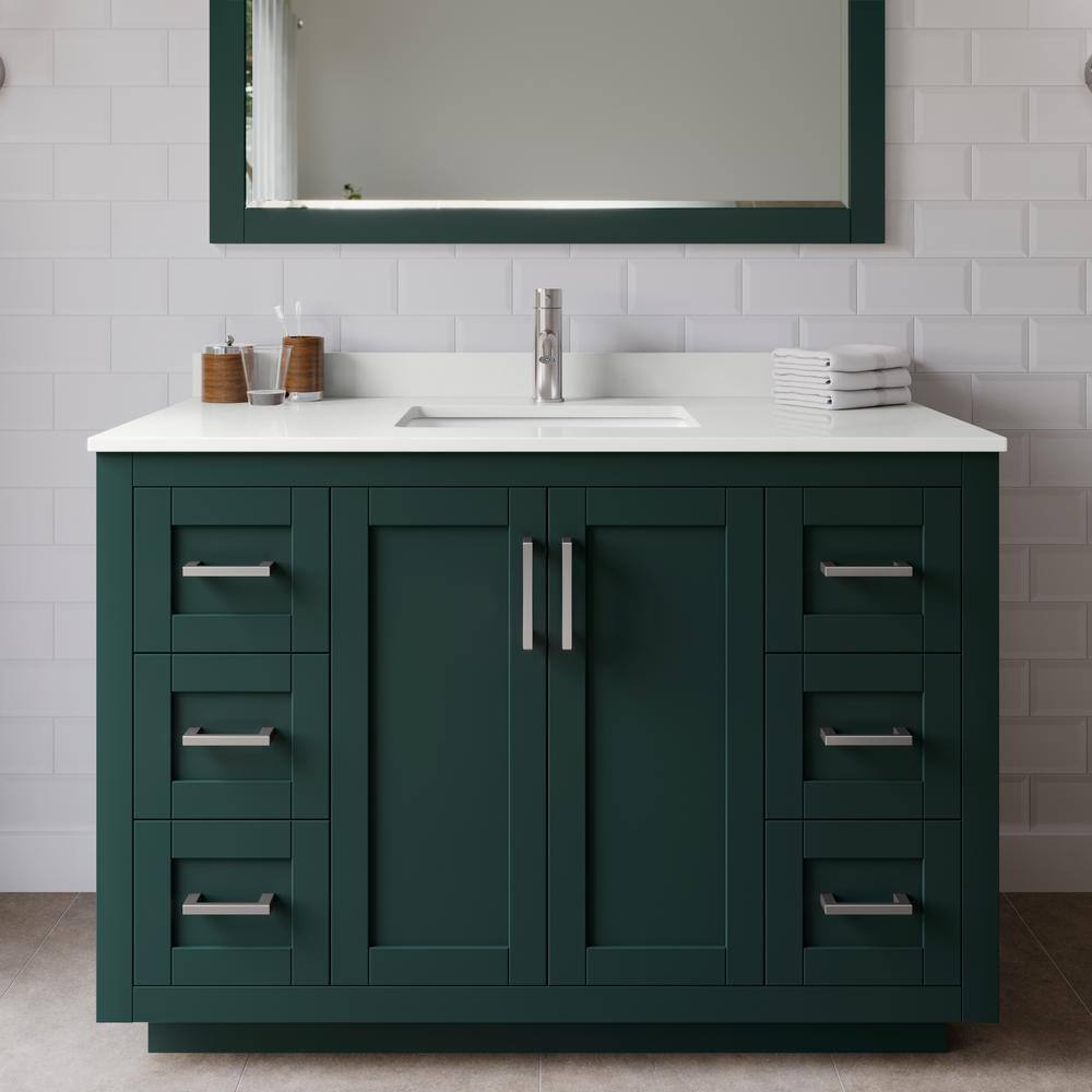 Miranda 48 in. W x 22 in. D x 33.75 in. H Single Bath Vanity in Green with White Quartz Top price history on PriceWatchPro