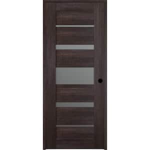 Vona 07-03 18 in. x 80 in. Left-Hand 5-Lite Frosted Glass Solid Core Veralinga Oak Wood Single Prehung Interior Door