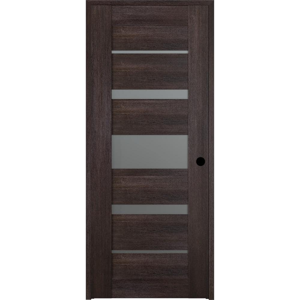 Vona 07-03 32 in. x 80 in. Left-Hand 5-Lite Frosted Glass Solid Core Veralinga Oak Wood Single Prehung Interior Door price history on PriceWatchPro