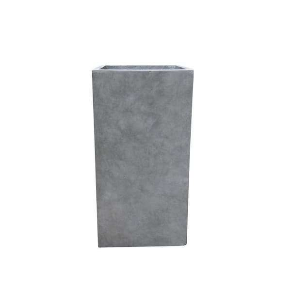 27.6"H Weathered Concrete Tall Rectangular Planter with Drainage Plug for Garden Patio