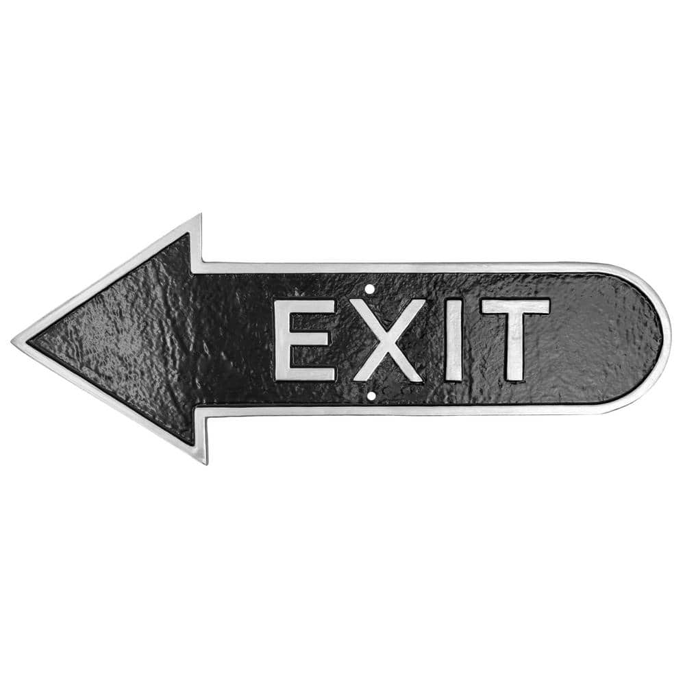 "6"" x 15.5"" Left Arrow Exit Statement Plaque Sign-Black/Silver" price history on PriceWatchPro