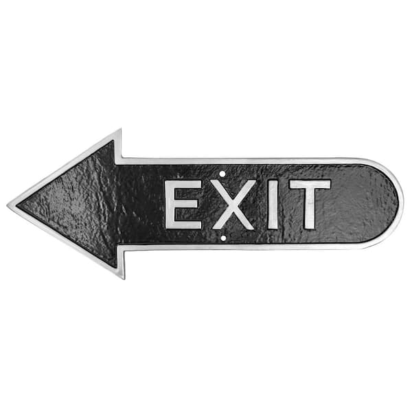Montague Metal Products 6" x 15.5" Left Arrow Exit Statement Plaque Sign-Black/Silver
