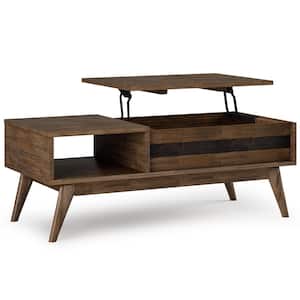 Clarkson 48 in. Brown Rectangle Wood Rustic Natural Aged Lift Top Coffee Table