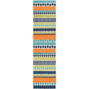 Ronda Contemporary Bohemian Multi 2 ft. 7 in. X 6 ft. Indoor/Outdoor Runner Rug