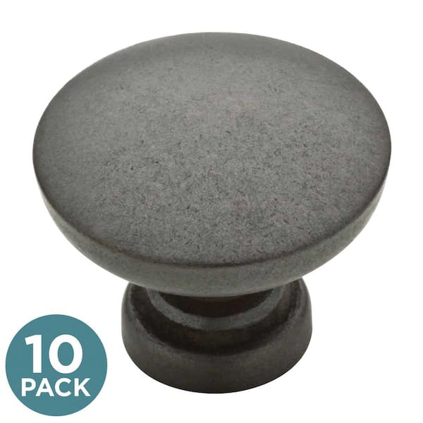 (10-Pack) Fulton 1-3/16 in. (30 mm) Soft Iron Round Square Cabinet Knob