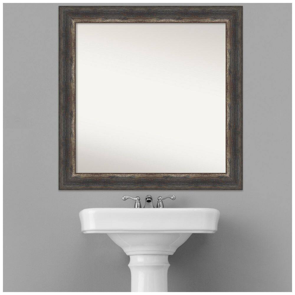 Bark Rustic Char 31" Square Non-Beveled Wall Mirror