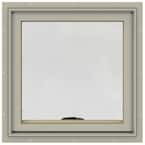 24 in. x 24 in. W-2500 Series Desert Sand Painted Clad Wood Awning Window w/ Natural Interior and Screen