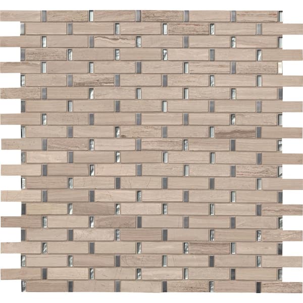 MSI Take Home Tile Sample - Stella 4 in. x 4 in. Glass Metal and Stone Mesh-Mounted Mosaic Tile