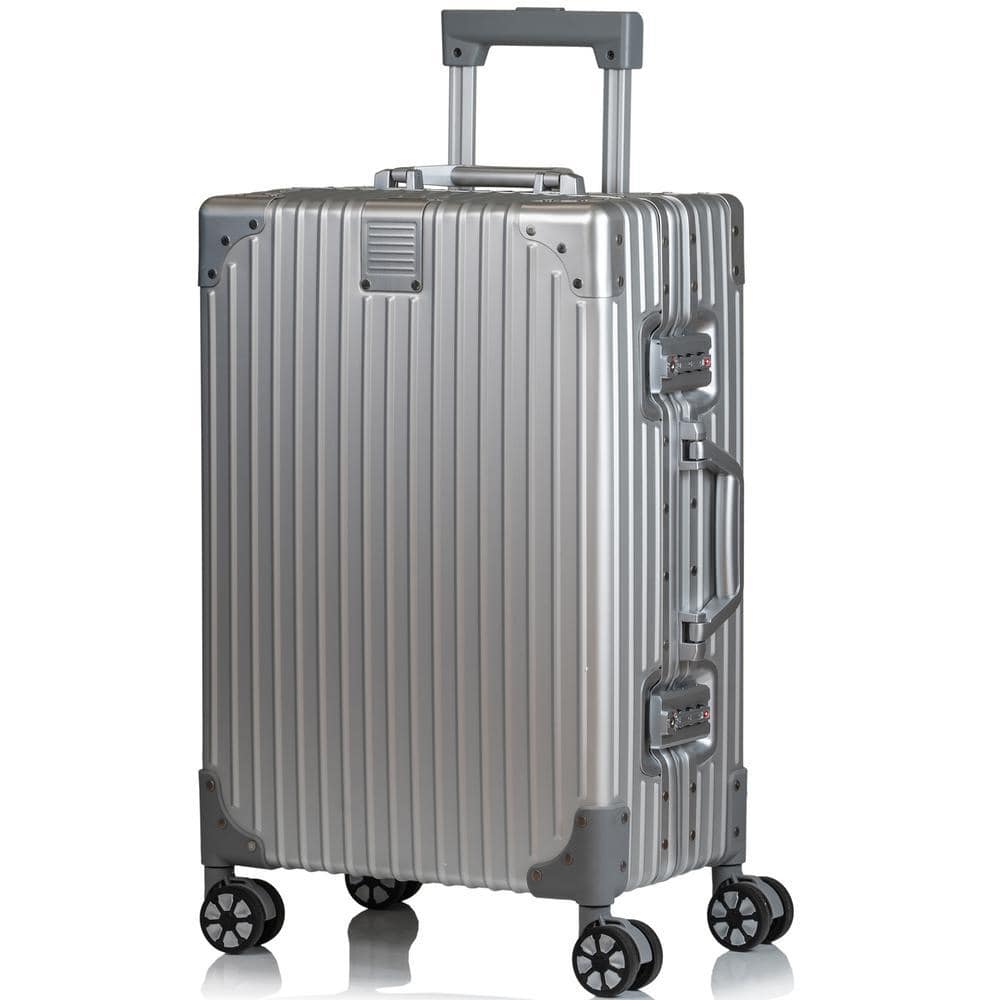 CHAMPS Elite 21 in. Silver Aluminum Luggage Carry-on with Spinner