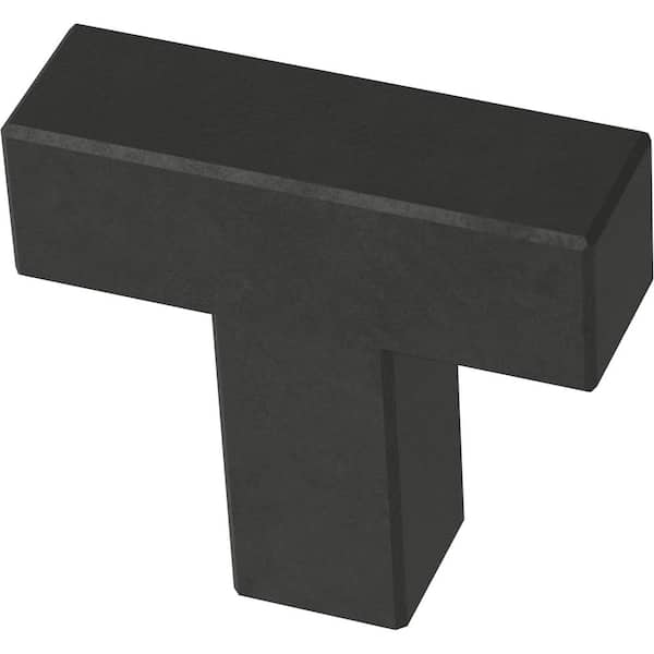 Franklin Brass Simple Modern Square 1-1/4 in. (32 mm) Matte Black Cabinet Knob (10-Pack)