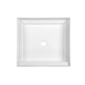 Composite 32 in. x 32 in. Single Threshold Center Drain Shower Pan in White