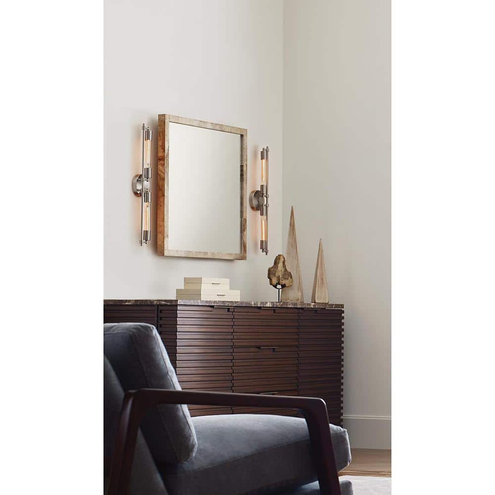 Nickel 27-Inch Industrial Two-Light Bath Vanity Fixture