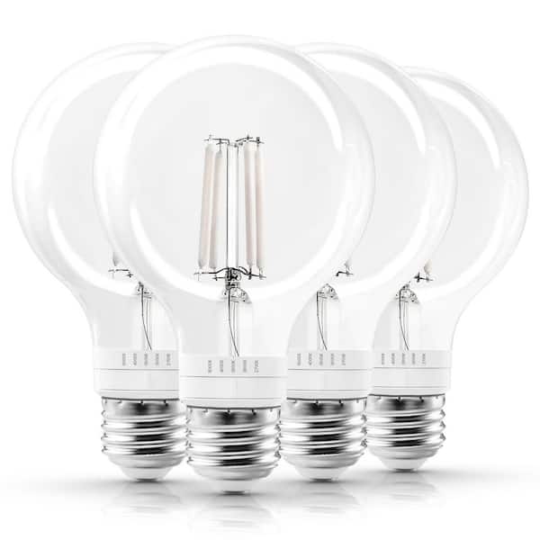 60-Watt Equivalent G25 LED Light Bulb 5CCT 2700K-5000K 4. 5W 500 Lumens White Filament Dimmable E26 UL Listed 4-Pack