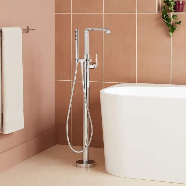 SIGNATURE HARDWARE Drea Single-Handle Floor Mounted Roman Tub Faucet in. Chrome