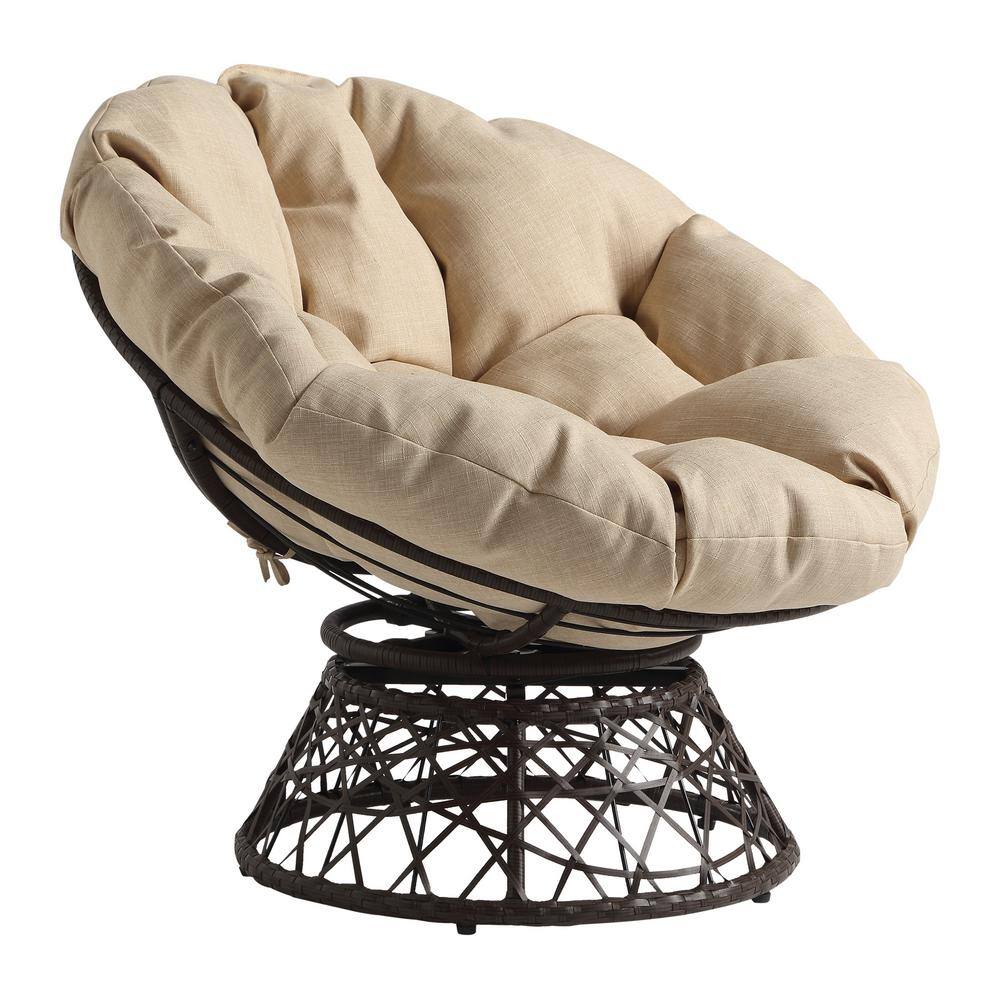OSP Home Furnishings Papasan Chair with Pink Round Pillow Cushion and Cream  Wicker Weave BF25296CM-261 - The Home Depot
