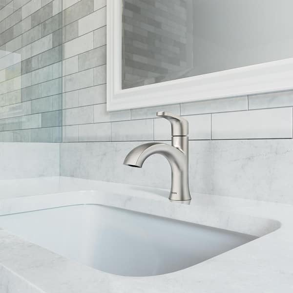 Karis Single Hole Single Handle Bathroom Faucet in Spot Resist Brushed Nickel