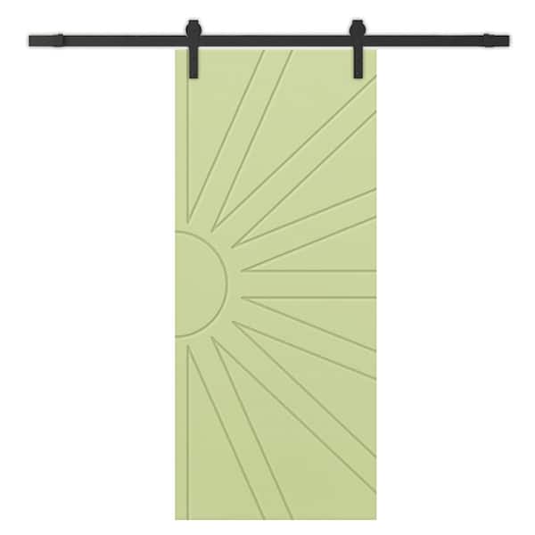 CALHOME 24 in. x 80 in. Sage Green Stained Composite MDF Paneled Interior Sliding Barn Door with Hardware Kit